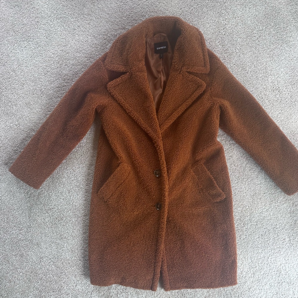 Express Brown Teddy Coat